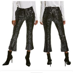 Zadig and Voltaire Polis Velours Pant Velour Black Silver Sparkle Sz 38 US M NEW